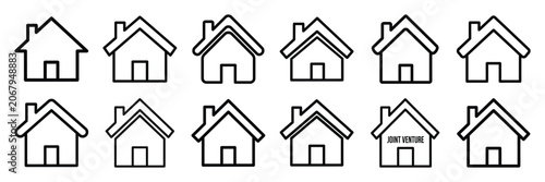 Photos Real estate housing joint venture outline icon set with editable stroke in thin line style