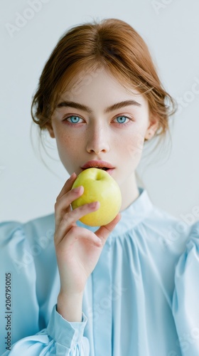 Girl Holding Green Apple