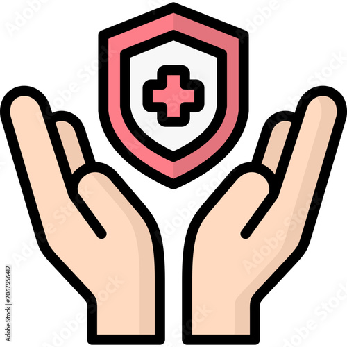 medical support icon illustration design with filled outline