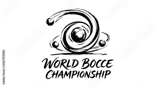 Dynamic bocce ball championship motion swirl logo.