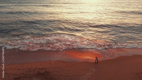 Aerial View of Rolling waves at Praia da Adraga at, Colares, Portugal