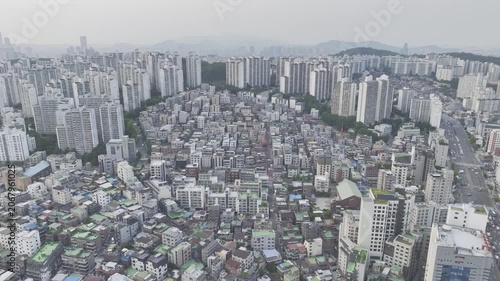 Aerial View of Residential Area with Apartment and Villa Complex near Seoul National University Station