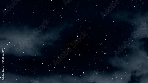 A flight through the stars. Dark space background
