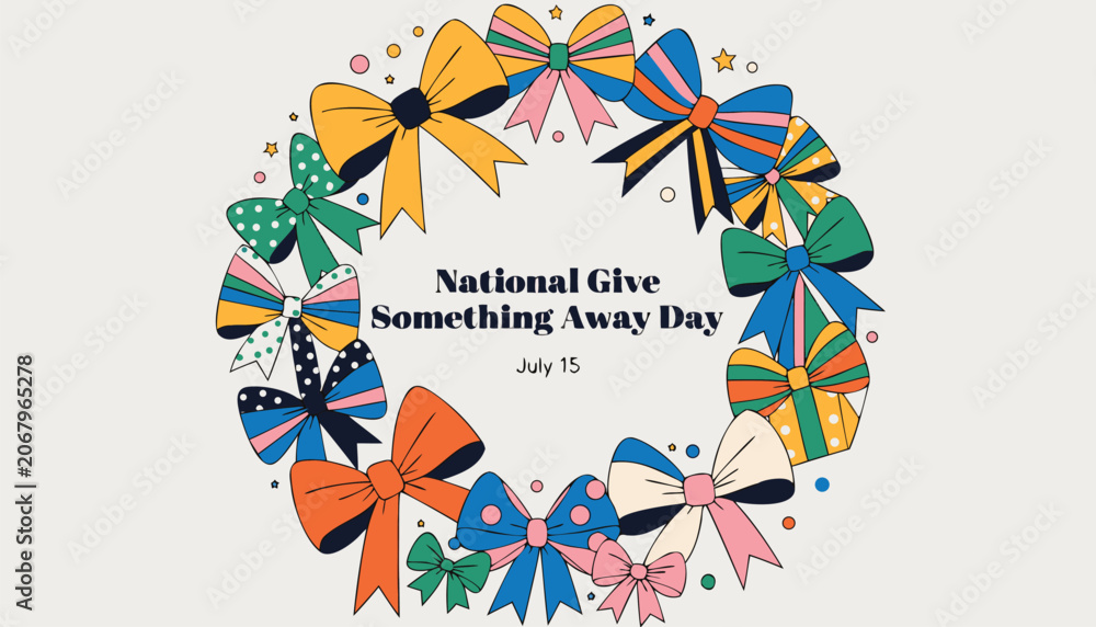Obraz premium Colorful decorative bow wreath celebrating national give something away day event