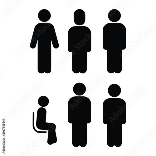 People vector collection human body silhouettes different poses on transparent background.