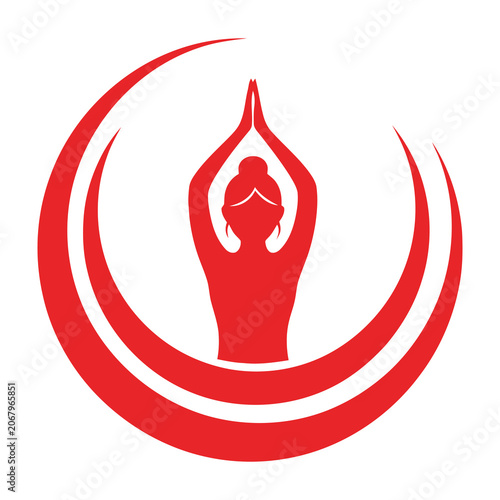 Red yoga flame logo symbol