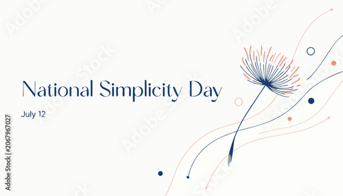 Minimalist dandelion illustration for National Simplicity Day on July twelfth event