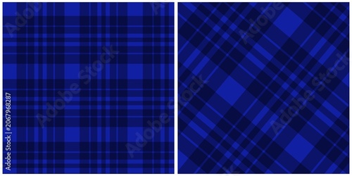 Cuadro en lienzo Scottish kilt pattern checkered fabric, blue and black checkered pattern