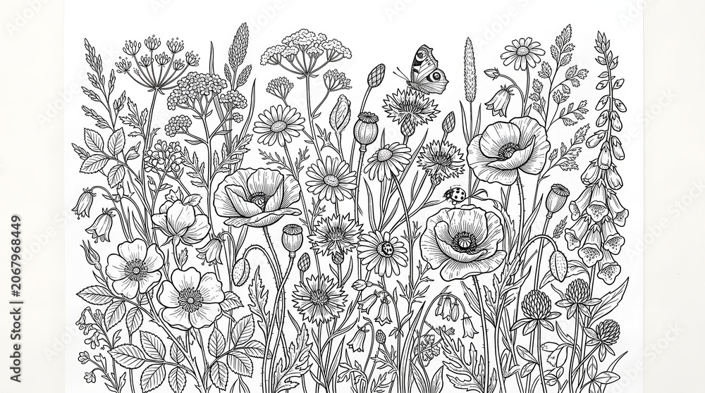 Fototapeta premium floral border Coloring Page