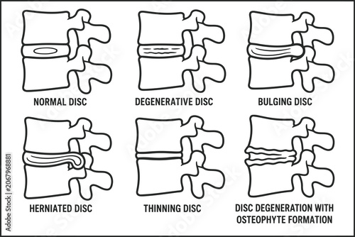 Fotografía Medical illustration of human spinal disc health conditions Vector