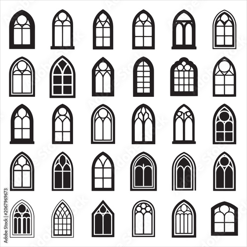 Gothic Church Window with Ornate Tracery and Detailed Medieval Arch