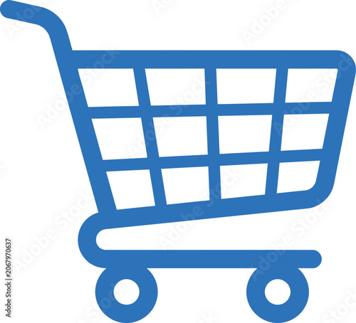Canvastavla Blue shopping cart icon on white background
