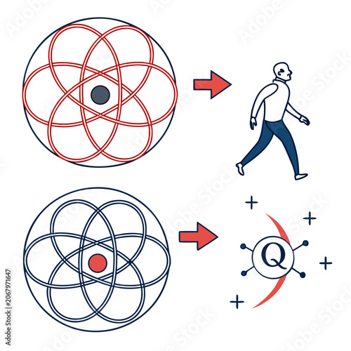 Quantum computing concept showing human thought and particle physics human brain