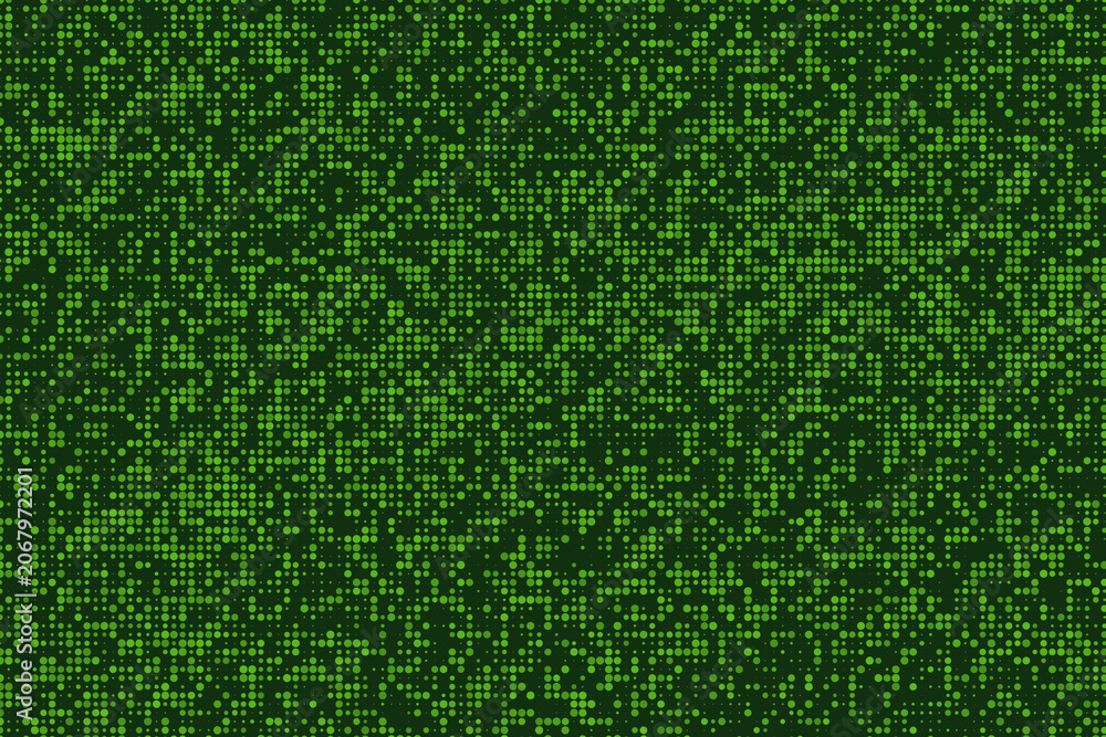 Fototapeta premium Abstract background texture featuring small green circles arranged in a digital matrix grid pattern