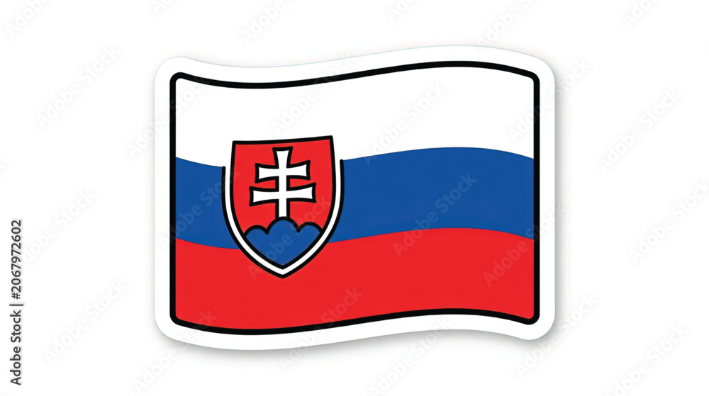 Obraz premium Slovakia flag with white cross emblem.