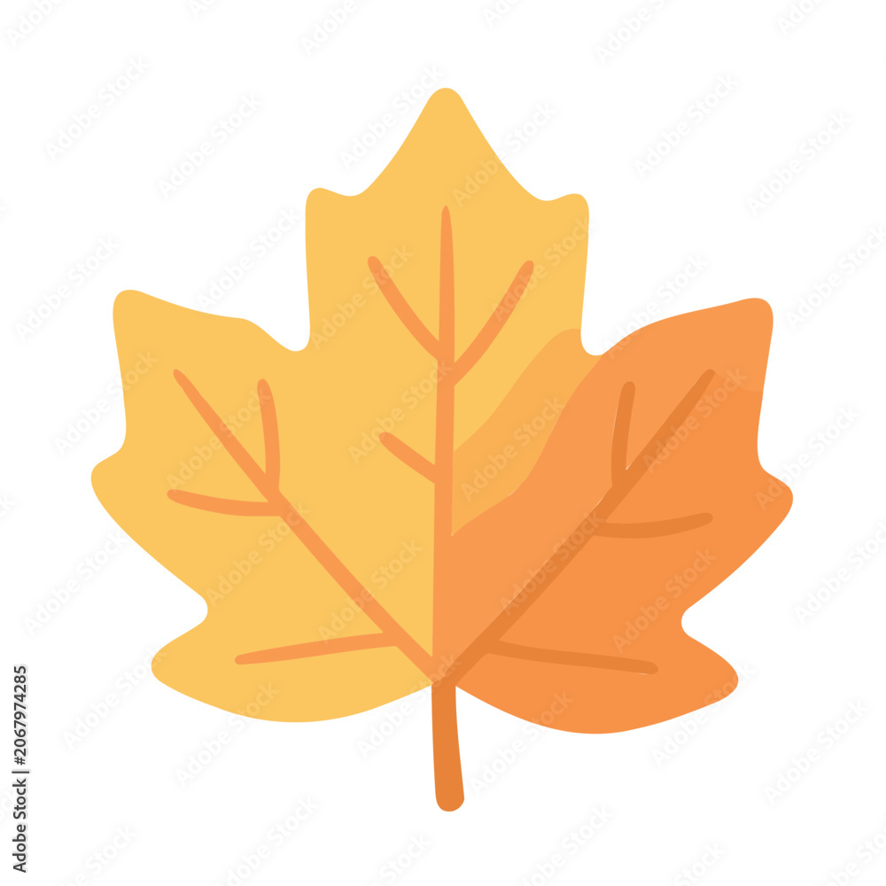 Fototapeta premium Stylized maple leaf in warm hues evokes autumn feelings
