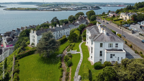 Aerial view of Cobh with Spike Island