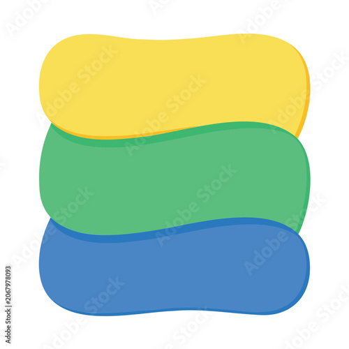 Stack of colorful rounded rectangles creates a simple graphic on white background