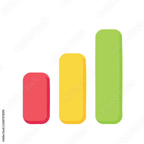 Colorful bar graph with rising values in the colors red, yellow, and green
