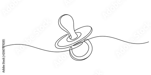 Obraz na plátně Continuous one line drawing of a baby pacifier dummy