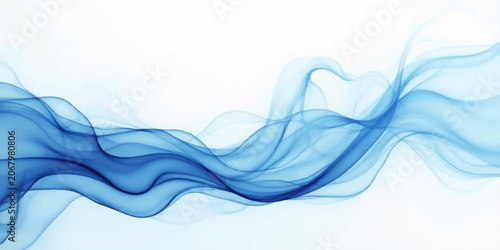 Obraz na plátne Abstract translucent blue wave smoke background with soft gradient flowing layer