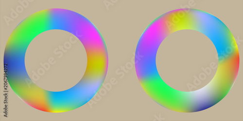 Photos Colorful Gradient Rings Abstract Design With Two Vibrant Donut Shapes and Symmet
