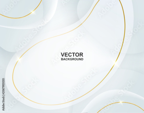 Abstract. Luxury white and gray background with elegant golden curve lines and sparkles. vector.