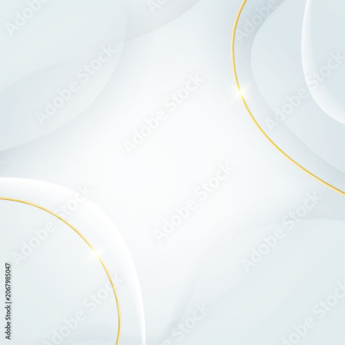 Abstract. Luxury white and gray background with elegant golden curve lines and sparkles. vector.