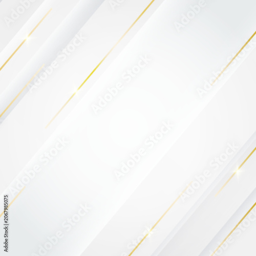 Abstract. Elegant white background with dynamic luxury diagonal gold lines and sparkles. vector.