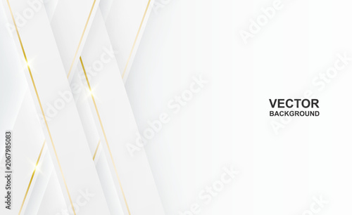 Abstract. Elegant white background with dynamic luxury diagonal gold lines and sparkles. vector.