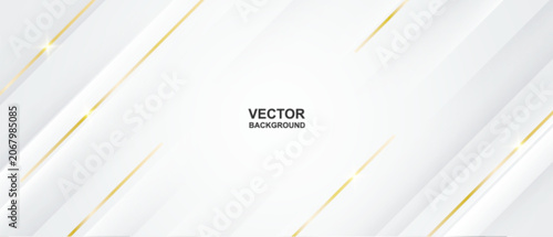 Abstract. Elegant white background with dynamic luxury diagonal gold lines and sparkles. vector.