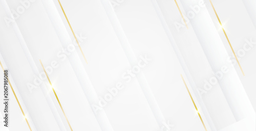 Abstract. Elegant white background with dynamic luxury diagonal gold lines and sparkles. vector.
