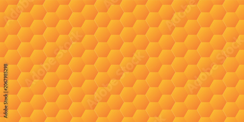 Seamless Orange Honeycomb Hexagon Pattern Background With Soft 3D Texture And Geometric Repetition