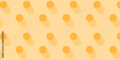 Seamless Orange Polka Dot Pattern With Long Diagonal Shadows On Pastel Peach Background