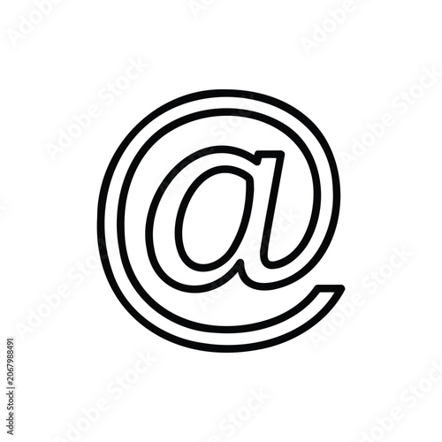 Outline of an at symbol, representing email, internet, contact, or digital address. @ sign.