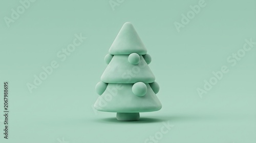 3D render of a minimalist holiday tree icon illustrating modern celebration and sustainable design isolated on a soft mint green background.