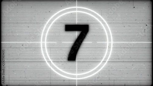 Vintage Black and White Old Film Countdown with Grain
