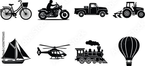 Winter snow activities and outdoor mountain sports vector silhouette icon set featuring skiing snowboarding sledding building snowman and ice hockey