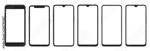 Fotografía Set of modern smartphone screen mockups with various bezel designs for mobile ap