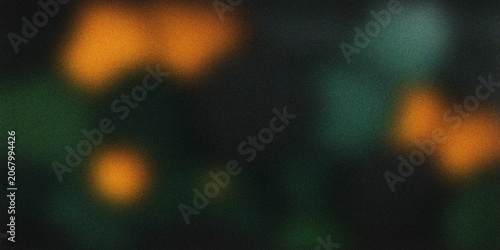 Foto Abstract Dark Background with Glowing Amber and Teal Bokeh, Grainy Film Noise Te