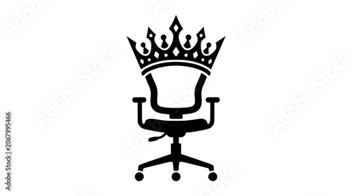Office chair icon with a crown, symbolizing leadership, power, and executive comfort sleek vector graphic represents a modern concept for business success and corporate hierarchy, a perfect visual