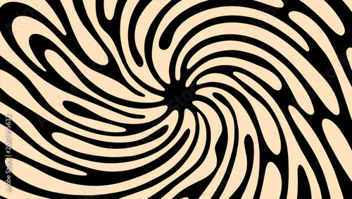 Foto Cream and Black Abstract Spiral Pattern with Organic Retro Motion Waves Decorati
