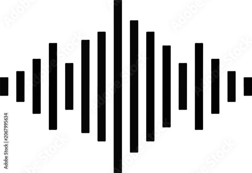 Photography Sound wave visualization graphic black vertical bars representing audio frequenc