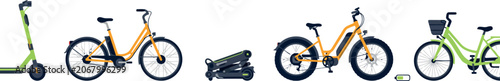 Foto Vector illustration of urban micro mobility transport set including electric sco