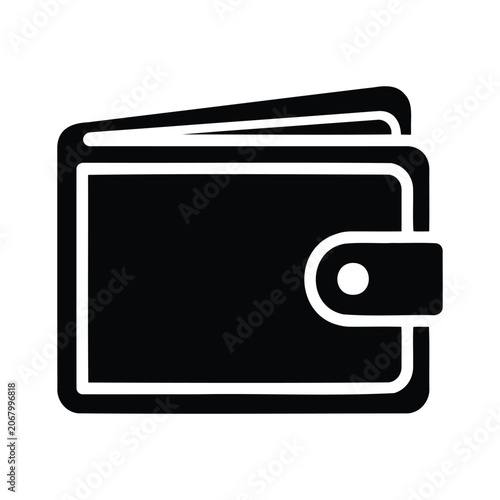 Black Wallet Icon with Snap Closure for Financial Services