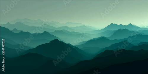 Photos Misty mountain range shrouded ethereal mist, exhibiting majestic geological formations