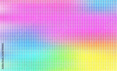 Vibrant colorful mosaic pattern fills the entire frame with gradient effect