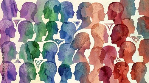 abstract blue background with people