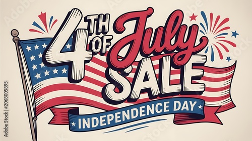 Fourth of July sale banner vector illustration

