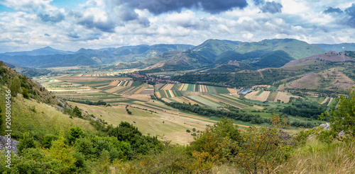 Wheat fields from  Piatra Secuiului mountain, Romania